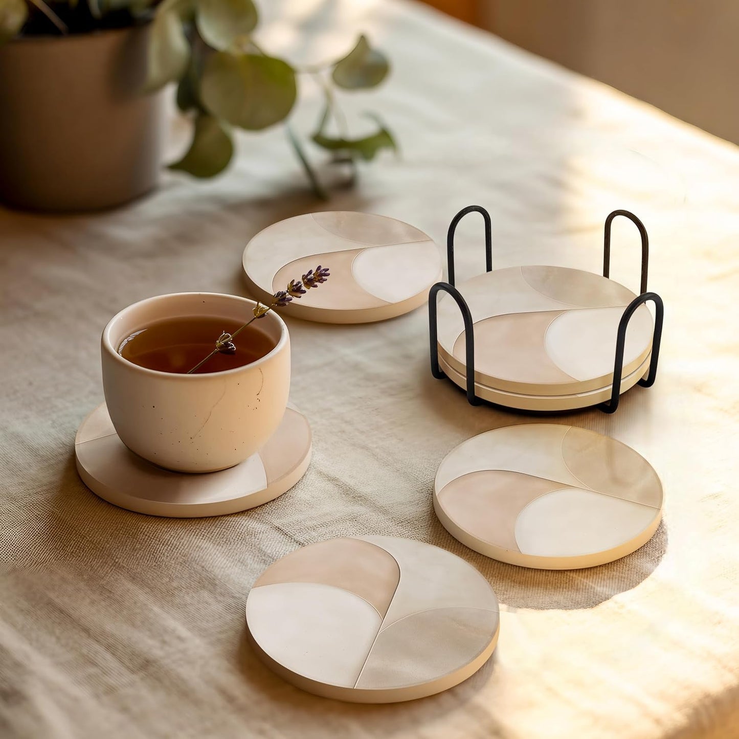Absorbent Ceramic Drink Coasters Set – Modern Home Table Protection