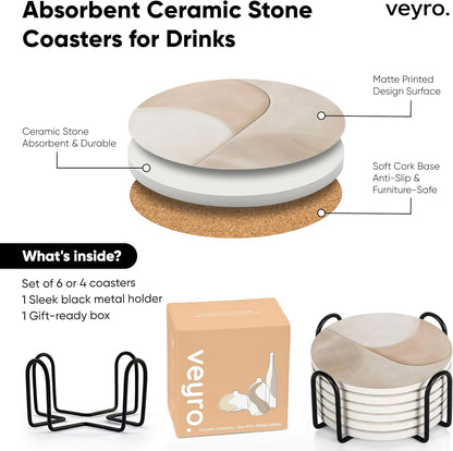 Absorbent Ceramic Drink Coasters Set – Modern Home Table Protection